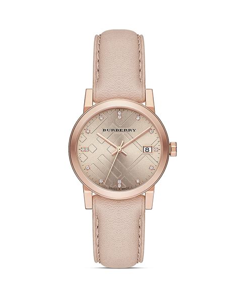 burberry rose gold watch leather strap|Burberry Ladies Watches .